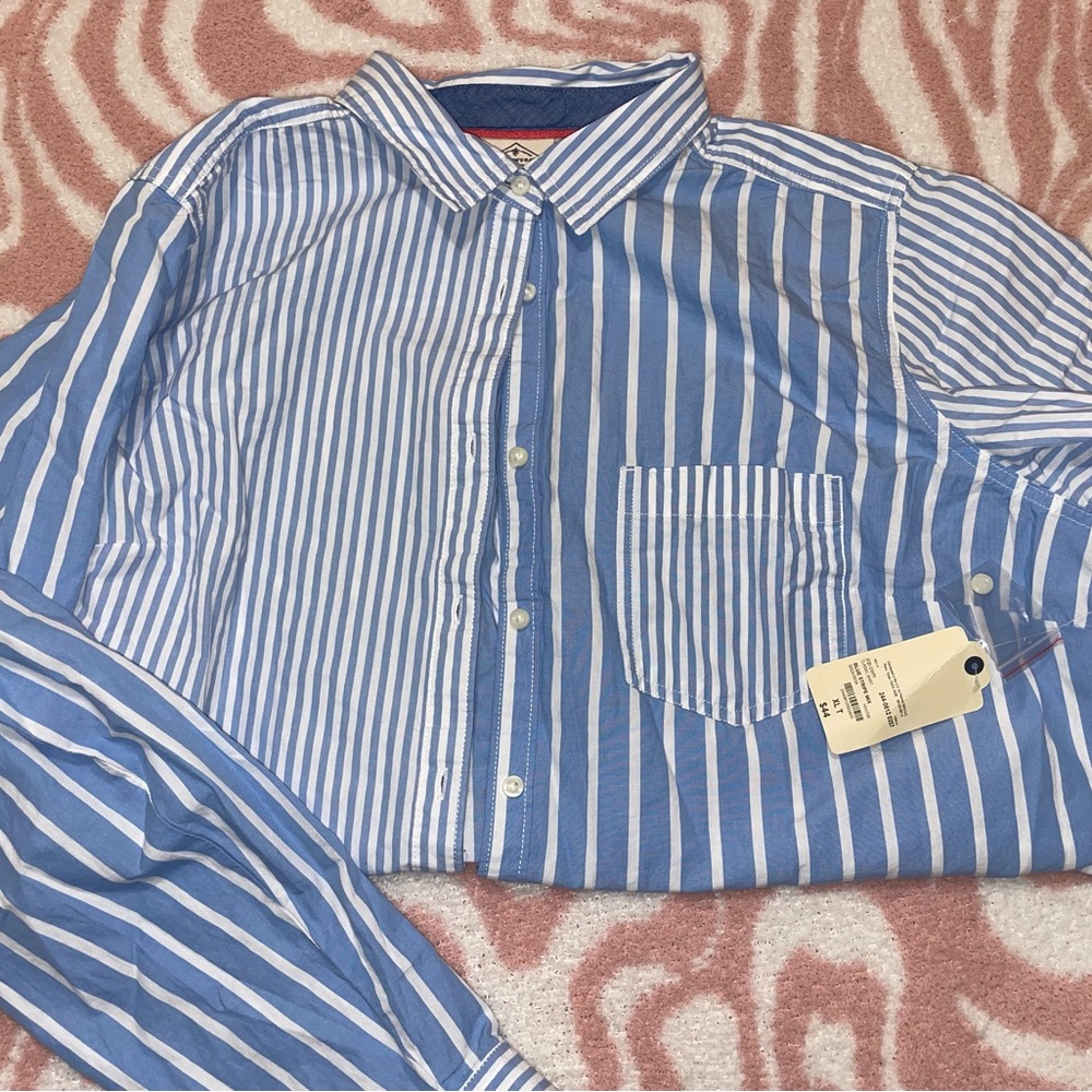 NWT Contrast Striped Button Up